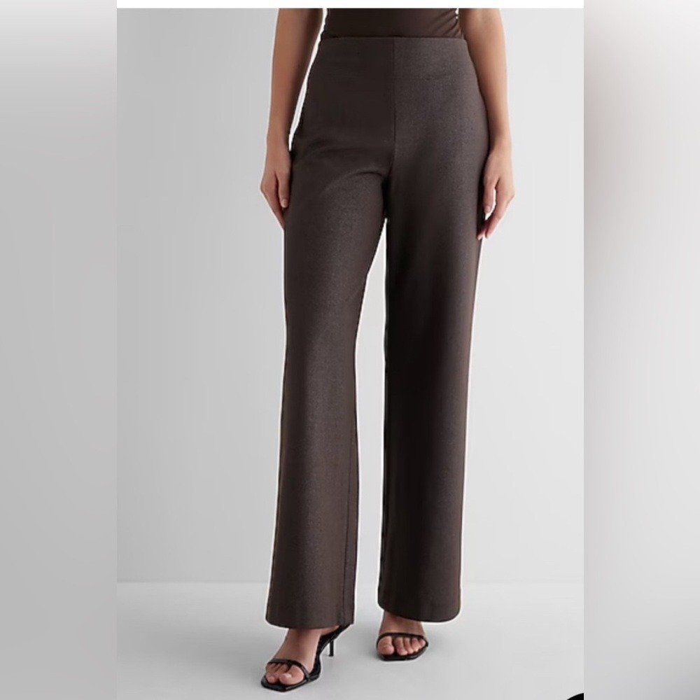 NWT Express Columnist High Waisted Wide Leg‎ Shimmer Stretch Trouser Pants Sz XS